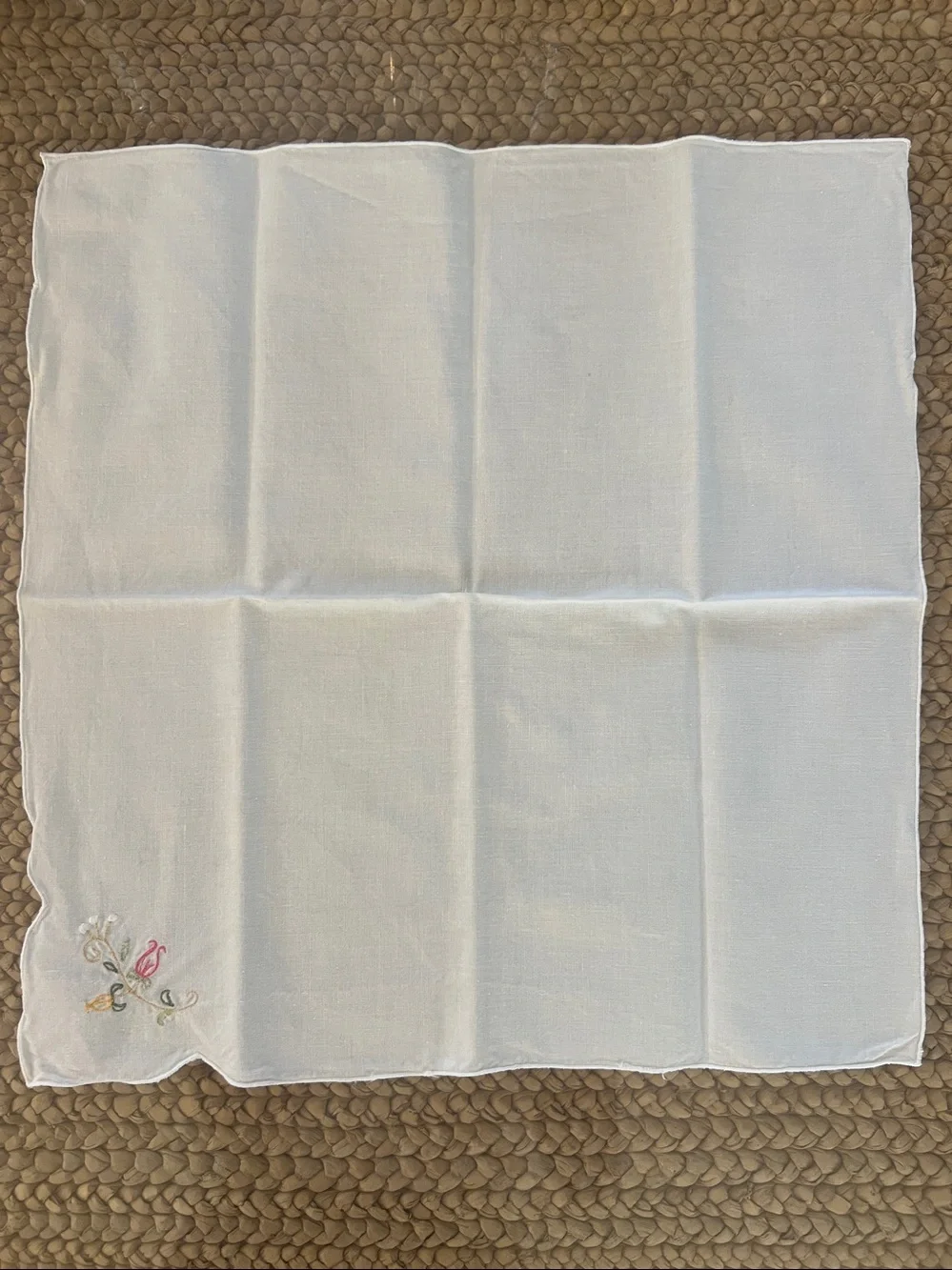 Set of 8 Vintage Floral Embroidered Cloth Napkins